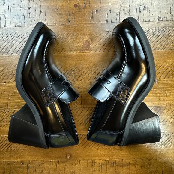 Steve Madden Womens Universe  Black Loafers Offord Chunky Pump 3' Heel Size 10 - Picture 16 of 16